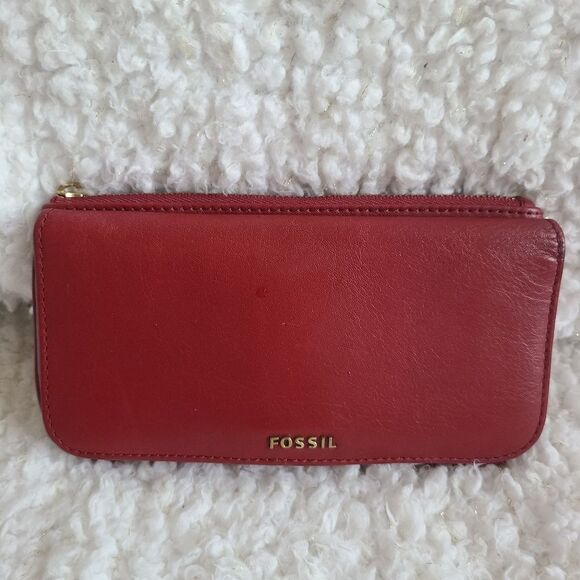 Fossil Red Leather Wallet‎ - Picture 1 of 6